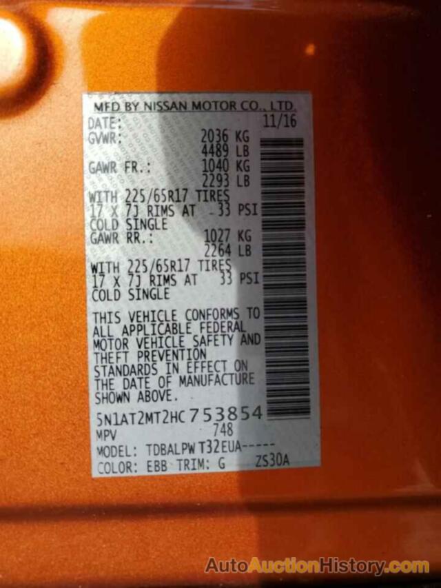 NISSAN ROGUE S, 5N1AT2MT2HC753854