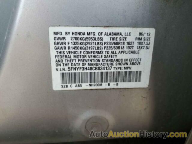 HONDA PILOT EX, 5FNYF3H48CB034137