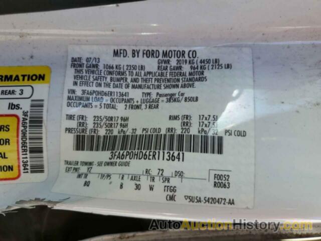 FORD FUSION SE, 3FA6P0HD6ER113641