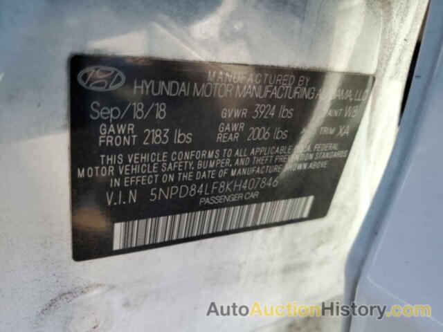 HYUNDAI ELANTRA SEL, 5NPD84LF8KH407846