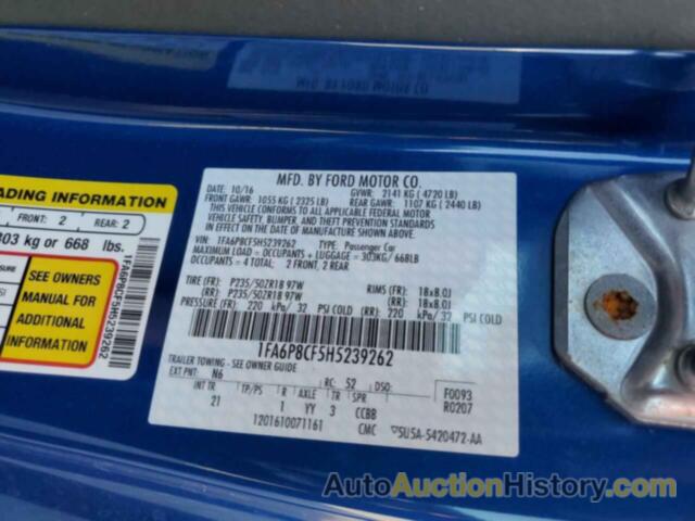 FORD MUSTANG GT, 1FA6P8CF5H5239262