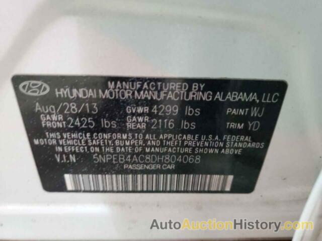 HYUNDAI SONATA GLS, 5NPEB4AC8DH804068