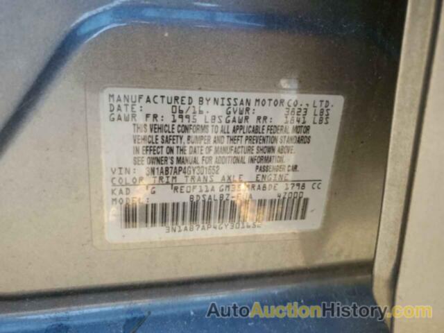 NISSAN SENTRA S, 3N1AB7AP4GY301652