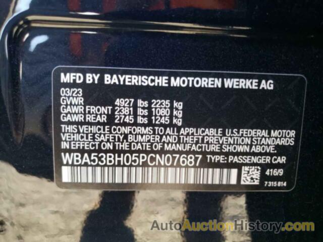 BMW 5 SERIES I, WBA53BH05PCN07687