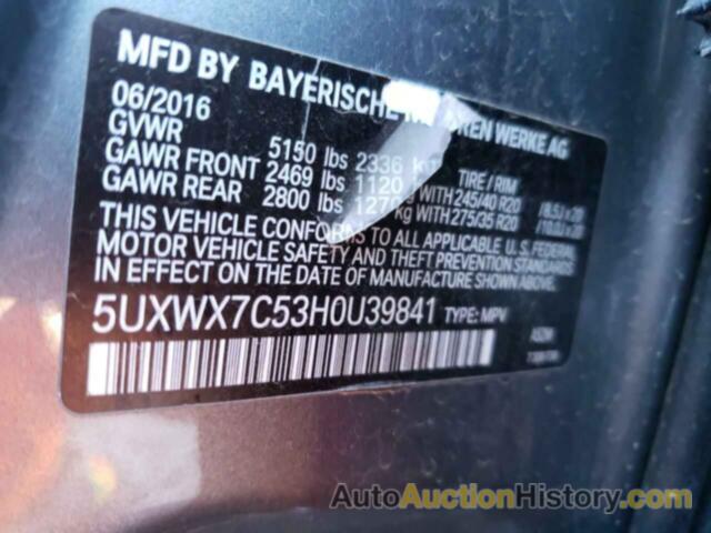 BMW X3 XDRIVE35I, 5UXWX7C53H0U39841