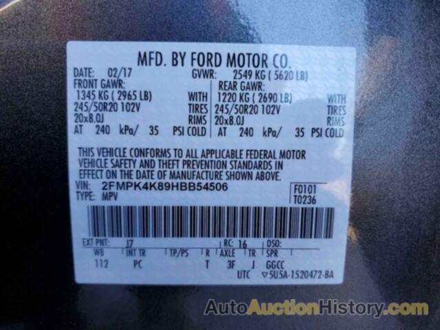 FORD EDGE TITANIUM, 2FMPK4K89HBB54506