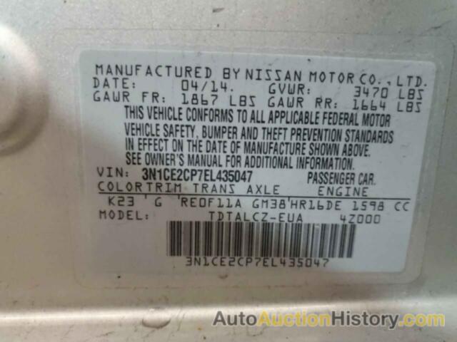 NISSAN VERSA S, 3N1CE2CP7EL435047