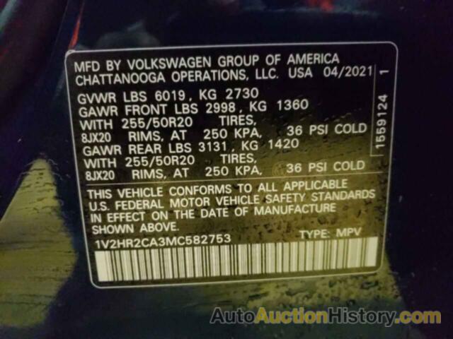 VOLKSWAGEN ATLAS SE, 1V2HR2CA3MC582753