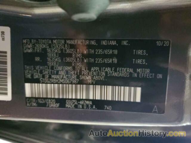 TOYOTA HIGHLANDER XLE, 5TDGZRBH2MS067987