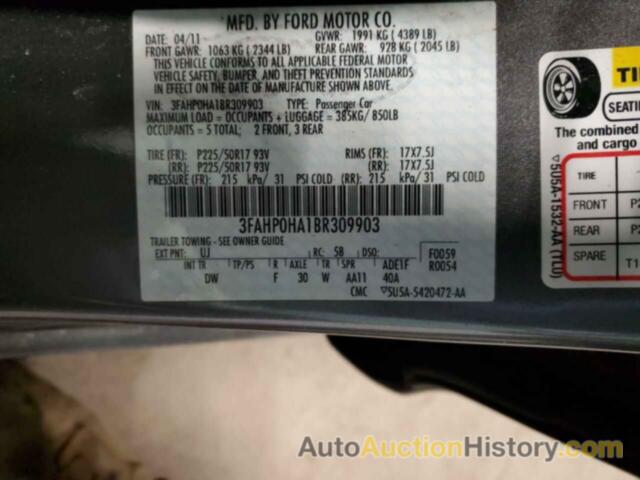 FORD FUSION SE, 3FAHP0HA1BR309903