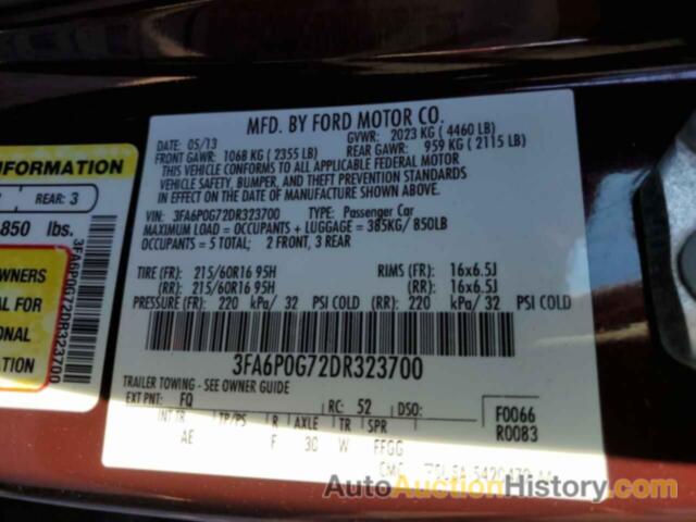 FORD FUSION S, 3FA6P0G72DR323700