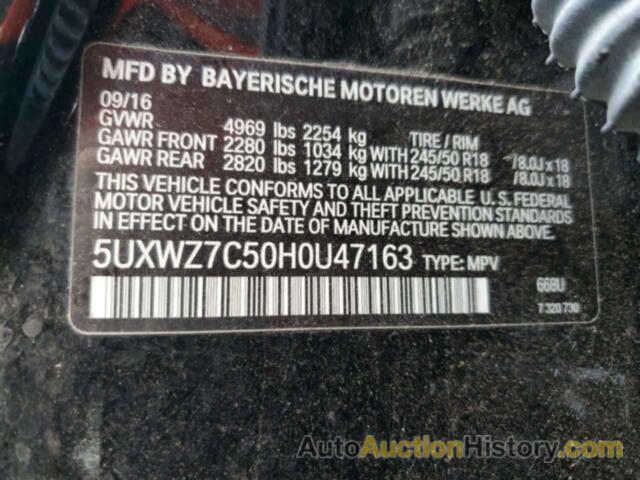 BMW X3 SDRIVE28I, 5UXWZ7C50H0U47163