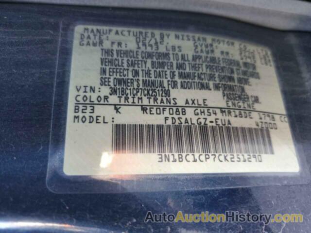 NISSAN VERSA S, 3N1BC1CP7CK251290