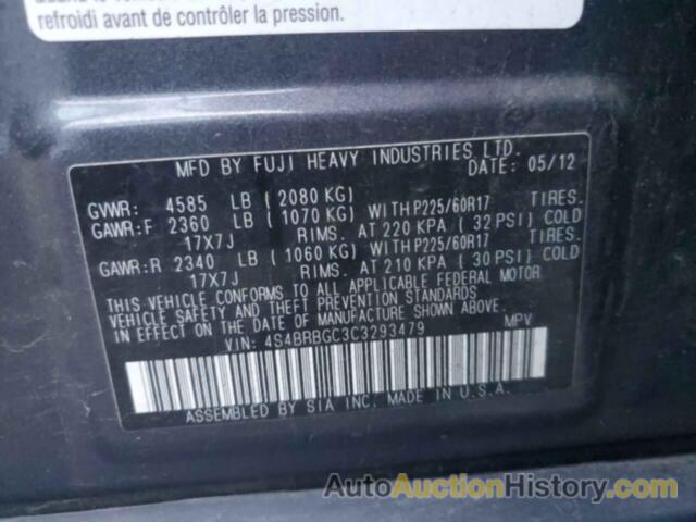 SUBARU OUTBACK 2.5I PREMIUM, 4S4BRBGC3C3293479