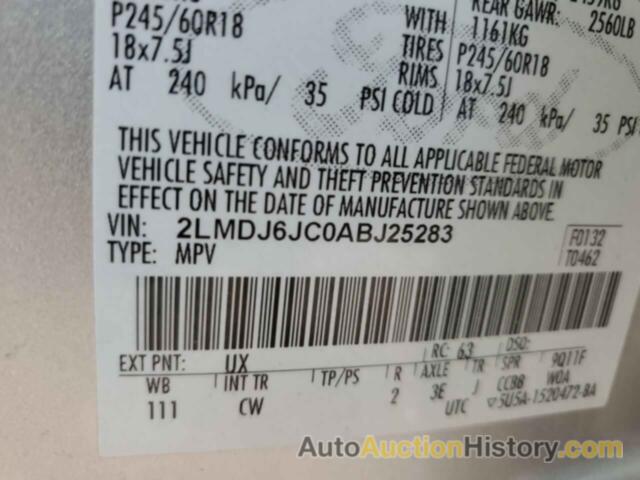 LINCOLN MKX, 2LMDJ6JC0ABJ25283