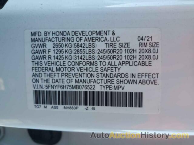 HONDA PILOT BLACK, 5FNYF6H75MB076522