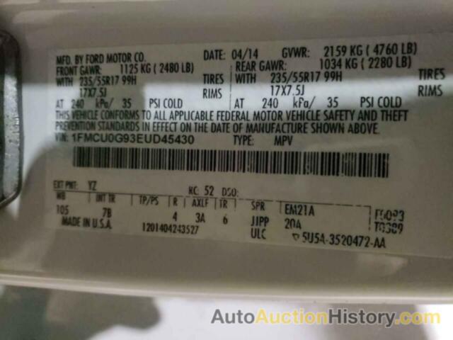 FORD ESCAPE SE, 1FMCU0G93EUD45430