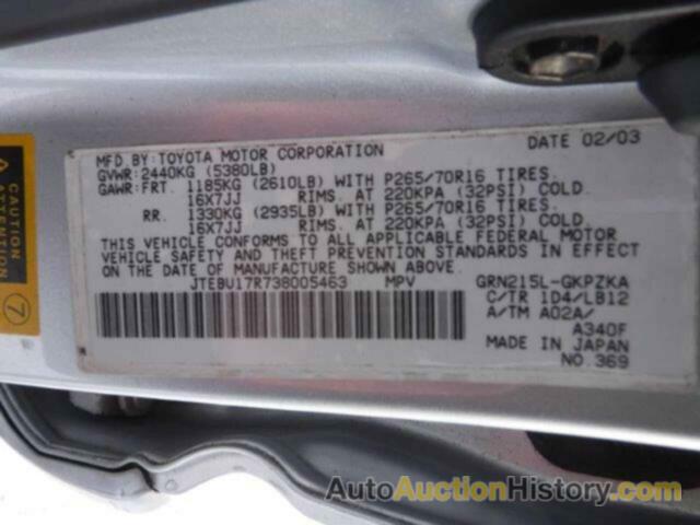 TOYOTA 4RUNNER LIMITED, JTEBU17R738005463