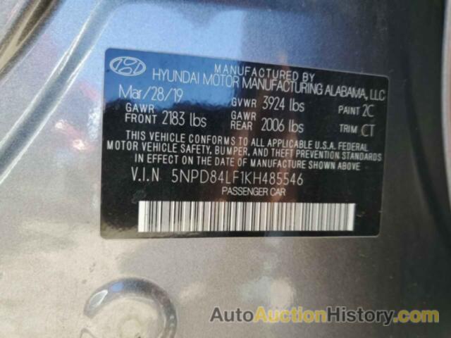 HYUNDAI ELANTRA SEL, 5NPD84LF1KH485546