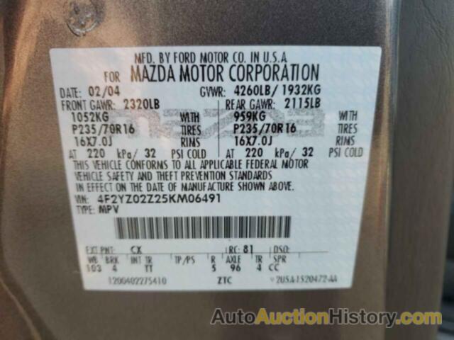 MAZDA TRIBUTE I, 4F2YZ02Z25KM06491