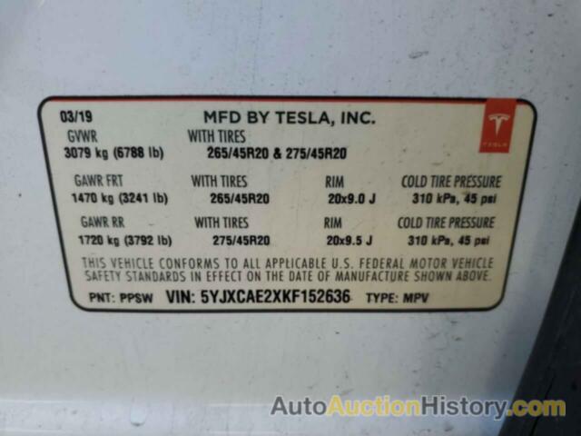 TESLA MODEL X, 5YJXCAE2XKF152636