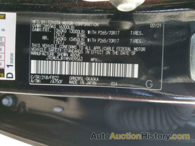 TOYOTA 4RUNNER SR5/SR5 PREMIUM, JTEMU5JR1M5909563