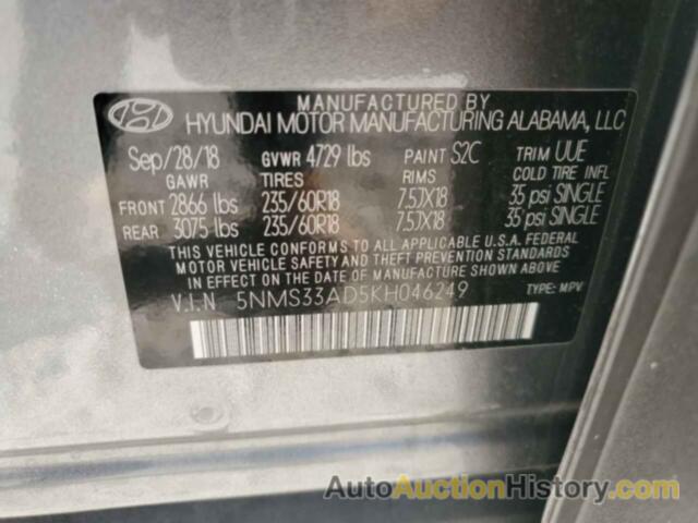 HYUNDAI SANTA FE SEL, 5NMS33AD5KH046249