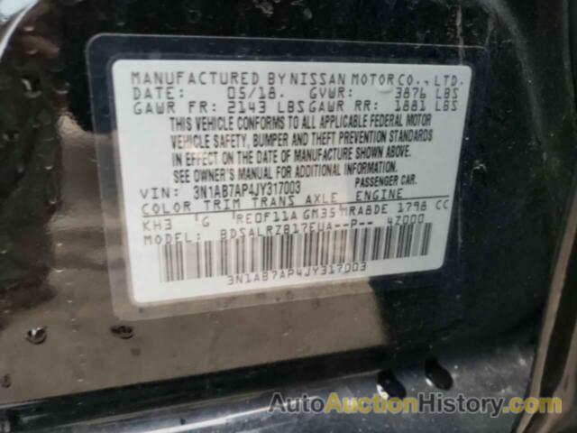 NISSAN SENTRA S, 3N1AB7AP4JY317003