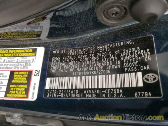 TOYOTA CAMRY L, 4T1B11HK4KU727036