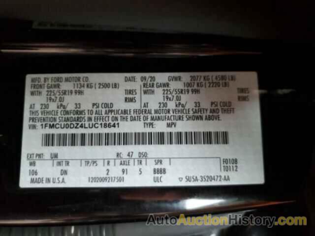 FORD ESCAPE TITANIUM, 1FMCU0DZ4LUC18641