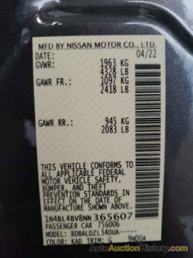 NISSAN ALTIMA S, 1N4BL4BV8NN365607