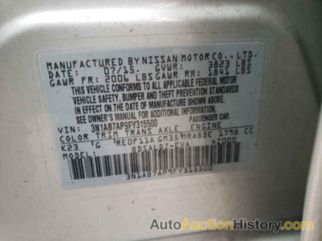 NISSAN SENTRA S, 3N1AB7AP9FY315500