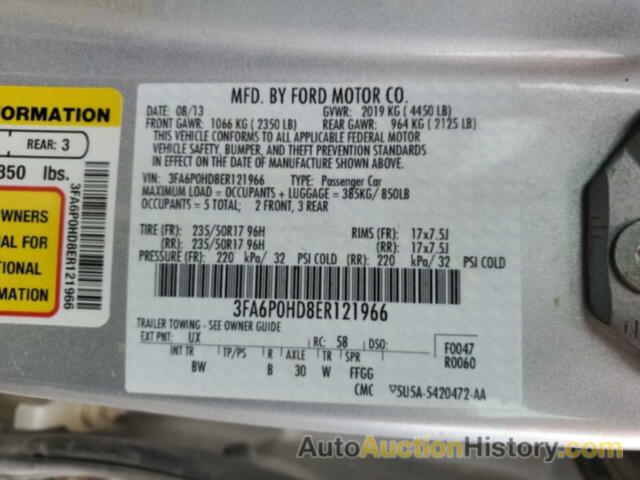 FORD FUSION SE, 3FA6P0HD8ER121966