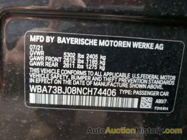 BMW 5 SERIES XI, WBA73BJ08NCH74406