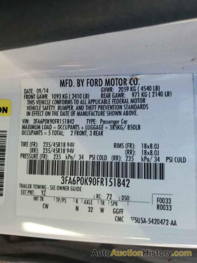 FORD FUSION TITANIUM, 3FA6P0K90FR151842