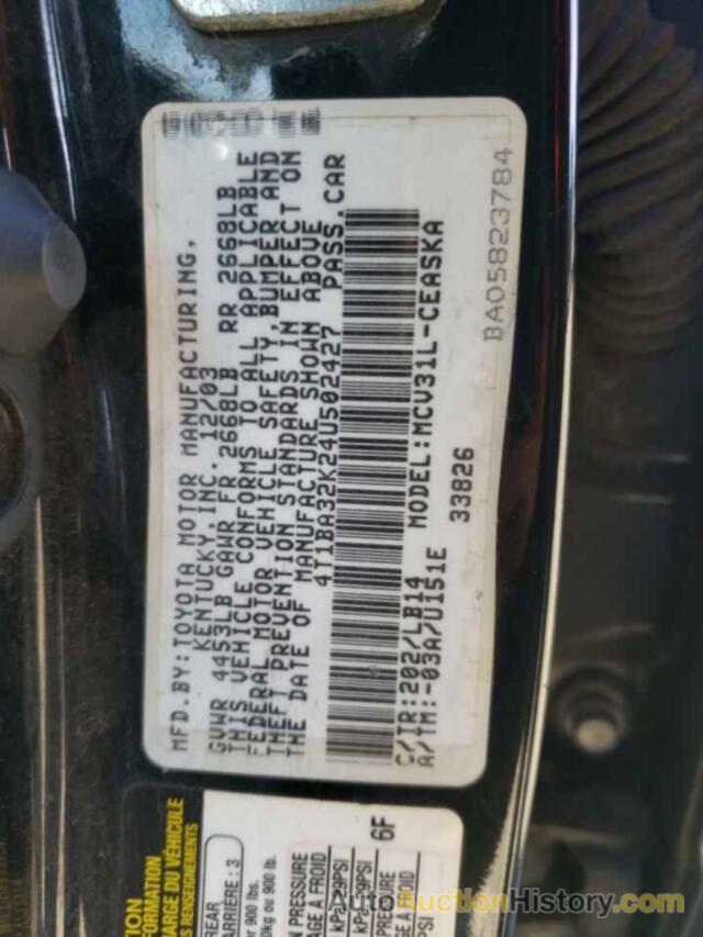 TOYOTA CAMRY SE, 4T1BA32K24U502427