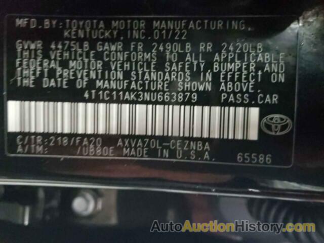 TOYOTA CAMRY LE, 4T1C11AK3NU663879