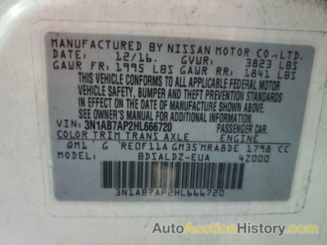 NISSAN SENTRA S, 3N1AB7AP2HL666720