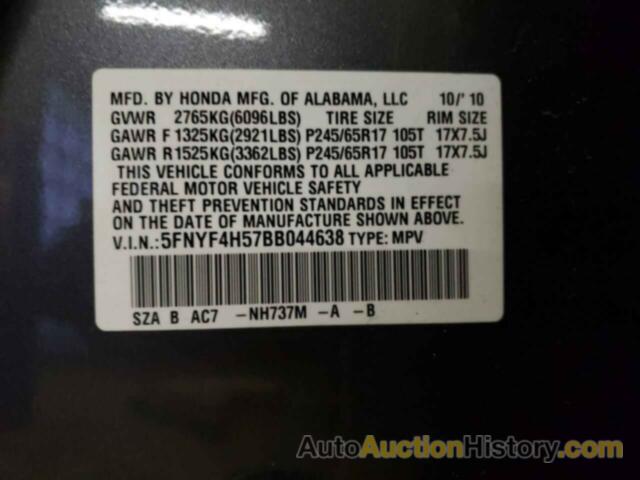 HONDA PILOT EXL, 5FNYF4H57BB044638