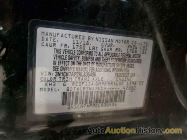 NISSAN VERSA S, 3N1CN7AP2KL836436