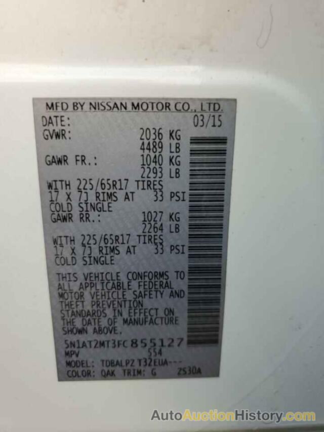 NISSAN ROGUE S, 5N1AT2MT3FC855127