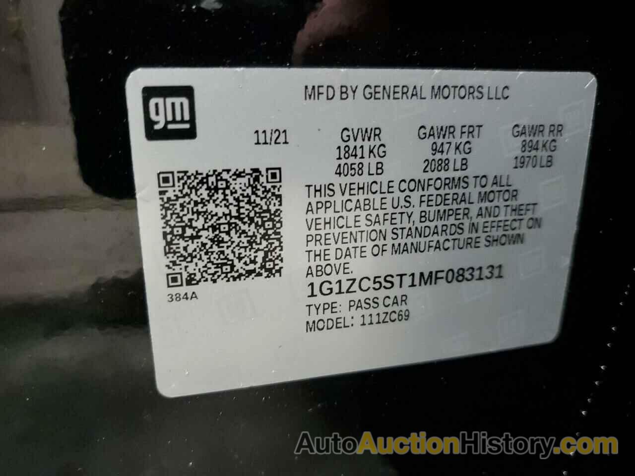 CHEVROLET MALIBU LS, 1G1ZC5ST1MF083131