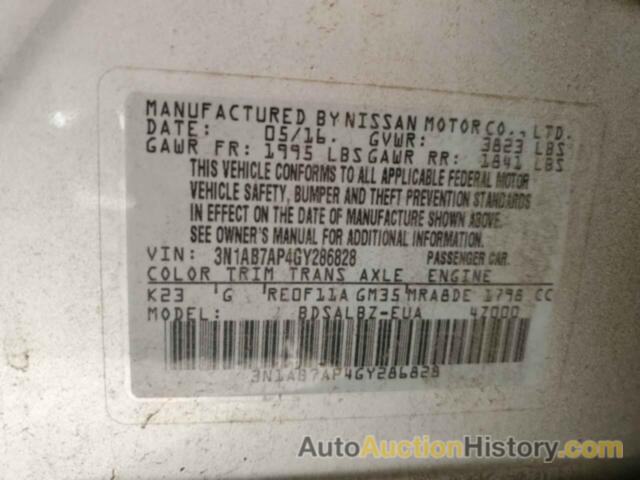 NISSAN SENTRA S, 3N1AB7AP4GY286828