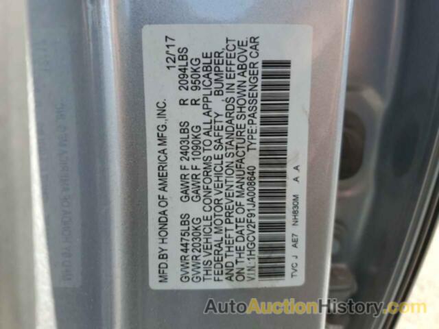 HONDA ACCORD TOURING, 1HGCV2F91JA008640