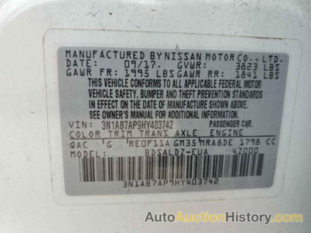 NISSAN SENTRA S, 3N1AB7AP9HY403742