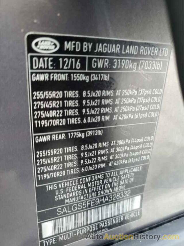 LAND ROVER RANGEROVER SUPERCHARGED, SALGS5FE9HA328332
