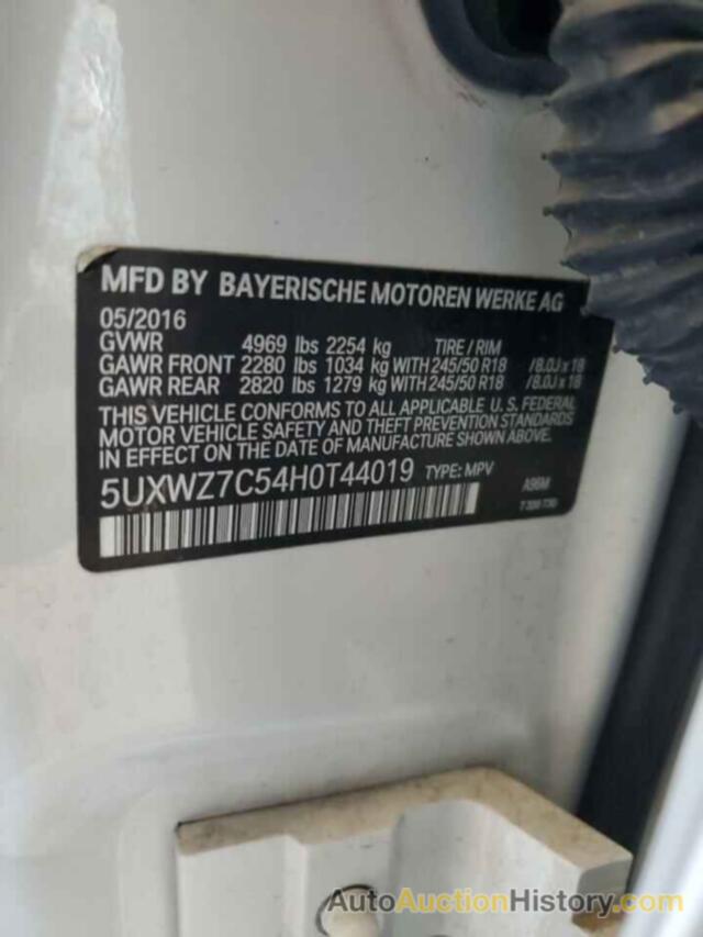 BMW X3 SDRIVE28I, 5UXWZ7C54H0T44019