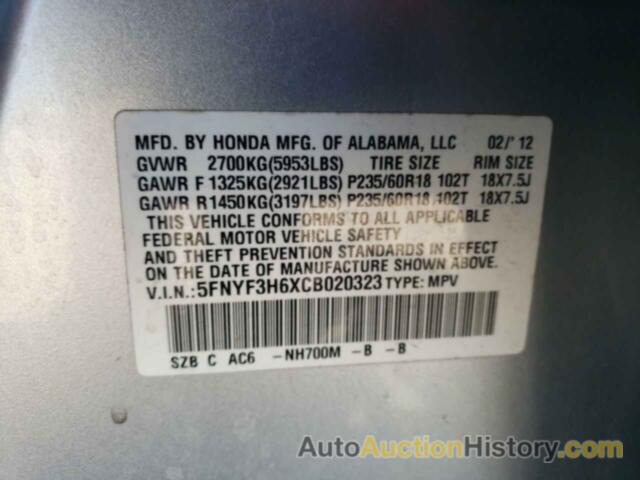 HONDA PILOT EXL, 5FNYF3H6XCB020323