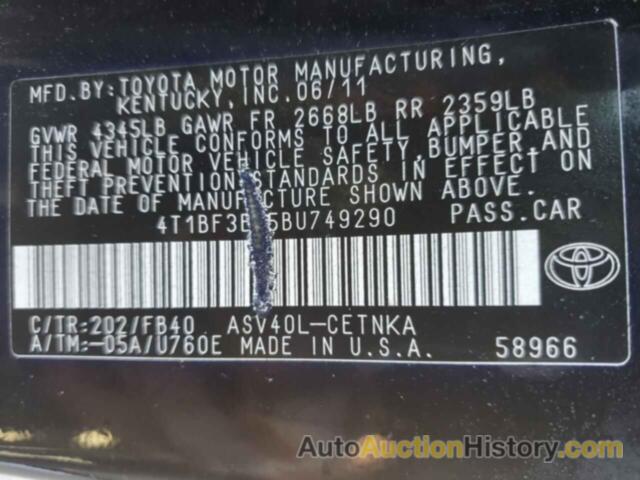 TOYOTA CAMRY BASE, 4T1BF3EK5BU749290