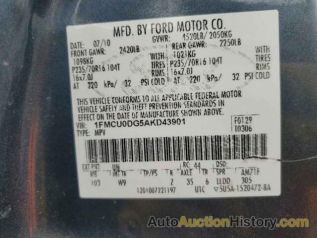 FORD ESCAPE XLT, 1FMCU0DG5AKD43901